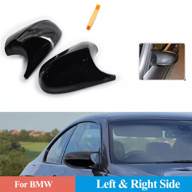 Pair Style Gloss Black Rearview Side Mirror Caps For BMW E90 E92 E93 LCI