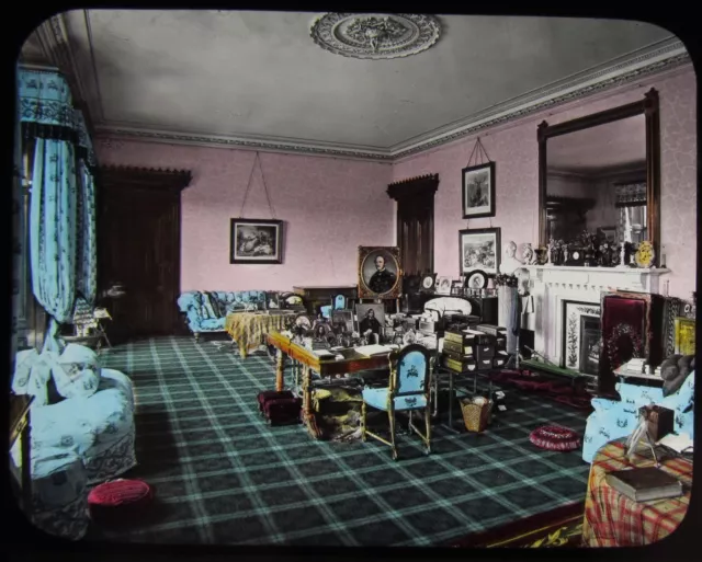 Linterna mágica de vidrio diapositiva REINA VICTORIAS SALA DE NEGOCIOS BALMORAL C1890 FOTO