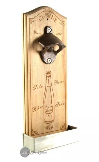 Shabby Vintage Retro Style Wall Mounted Bottle Opener & Cap Catcher GI5551