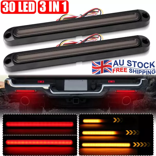 2X Tray Back Ute 36 LED Tail Lights Flowing Turn Signal Slim Strip Truck Trailer