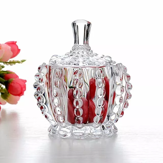 130ml Crystal Glass Sugar Diamond Style Candy Jar Sweet Serving Pot