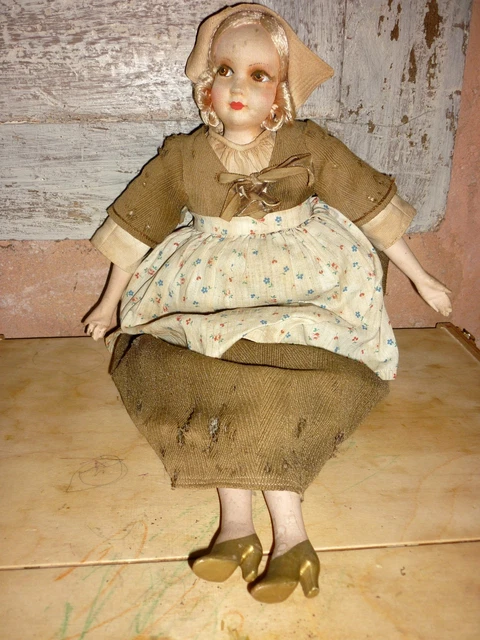 Ancienne Tête De Poupée De Salon Ou Boudoir, Années 1920/30, Fabrication Française, Tissu Moulé