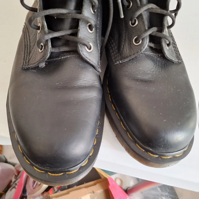 DR MARTENS BOOTS Size 12 Mens Black High Top Shoes Leather £49.99