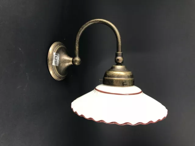 Applique "olandese" in ottone brunito da parete bagno ufficio casa con ceramica