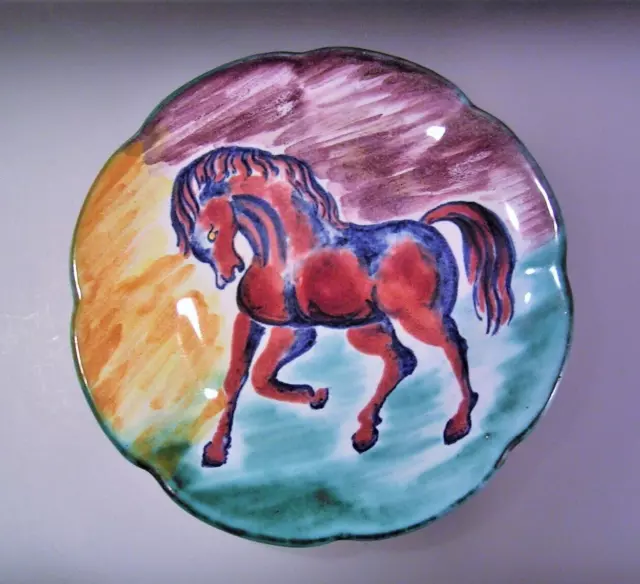 MCM Italy Hand Painted Signed Plate Horse