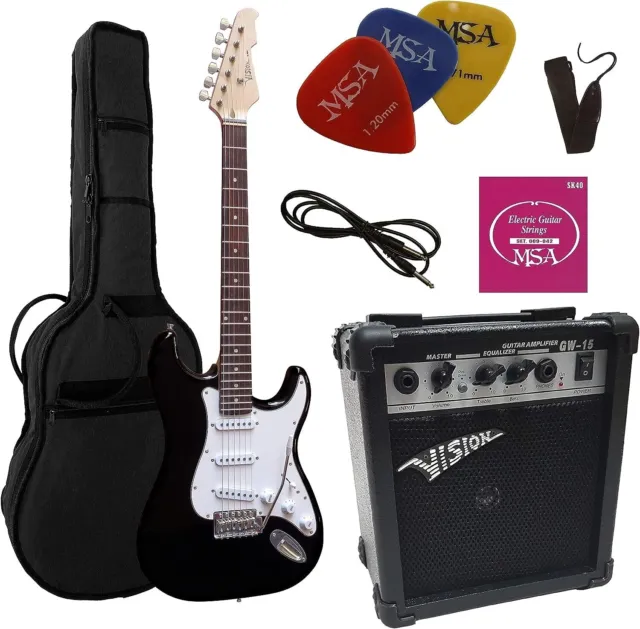 Kit Chitarra Elettrica Set Con Amplificatore Da 20 Watt, Borsa, Nastro, Corde...