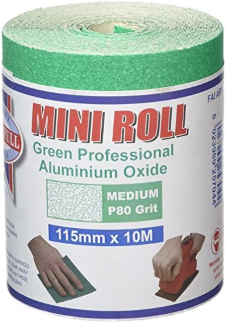 (TG. 10m length 80g) Faithfull, Rotolo di carta abrasiva, ossido di alluminio, 1