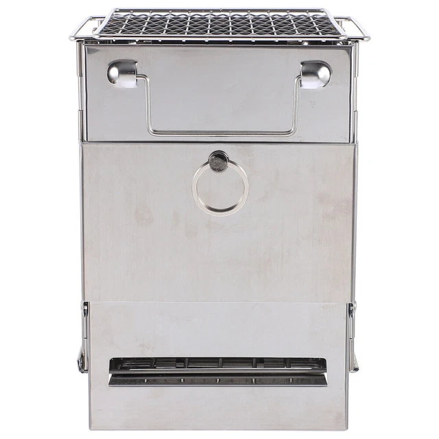 Grill Rostfreier Stahl Holzbefeuerter Campingkocher Bbq Rucksackkocher Silver