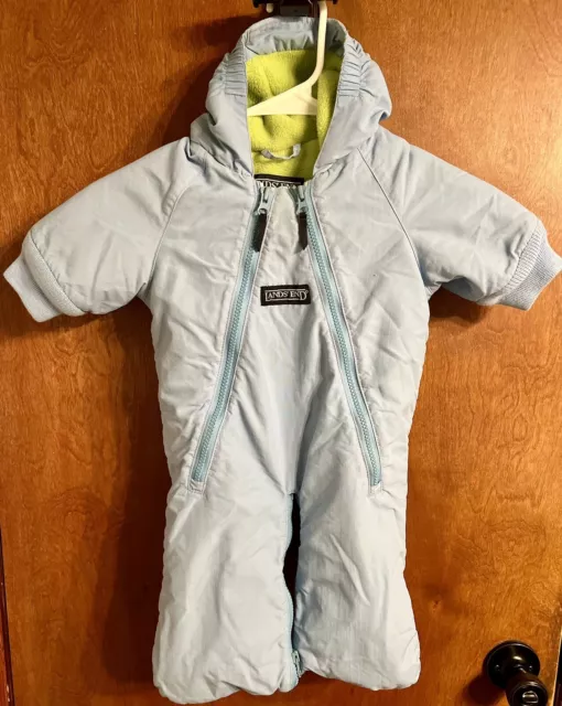 Lands' End Baby Blue Full Zip Warm Snow Suit Sz 3 Mo Fleece/Nylon