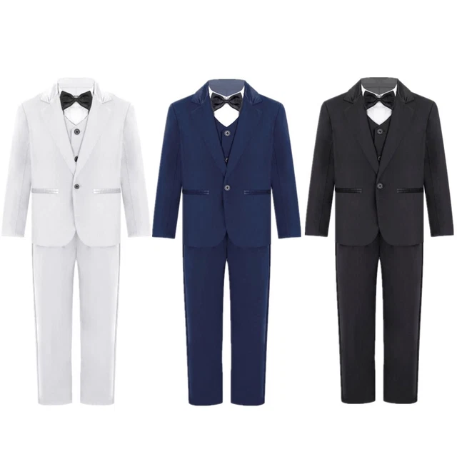 Tuta da gentiluomo bambini festa matrimonio smoking formale blazer gilet camicia set