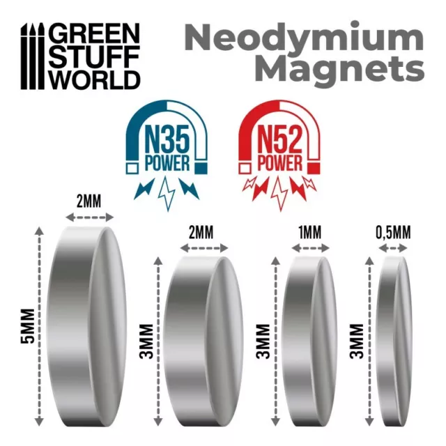 100x Magneti Neodimio - 5x2mm Dischi (N52) - calamite calamita Warhammer magnets 3