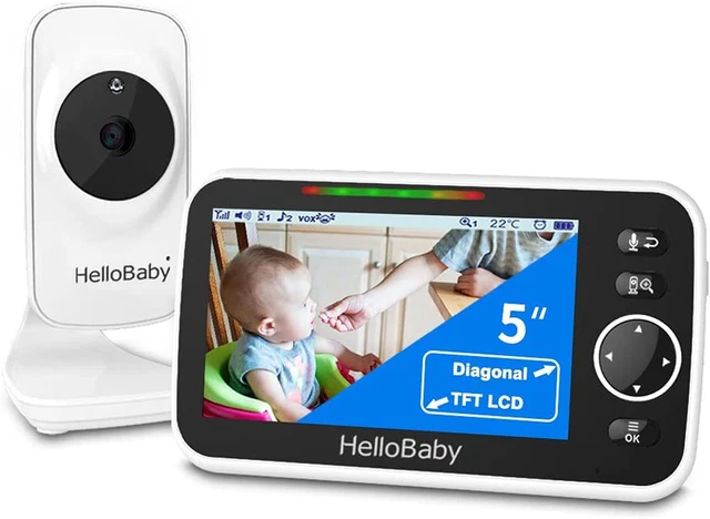 "Monitor de video para bebé con cámara y audio, pantalla LCD a color de 5", cámara de monitor,