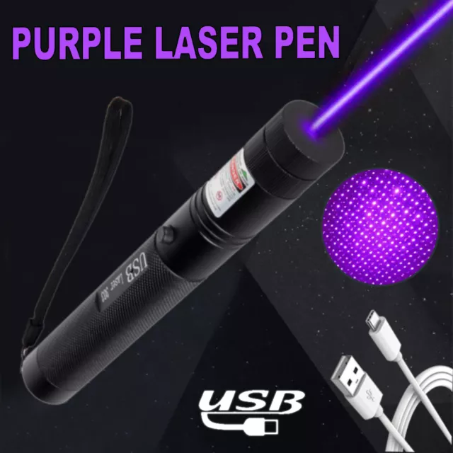 50Miles Laserpointer Beam Light Lila Lazer Licht mit USB Wiederaufladbar Akku 2