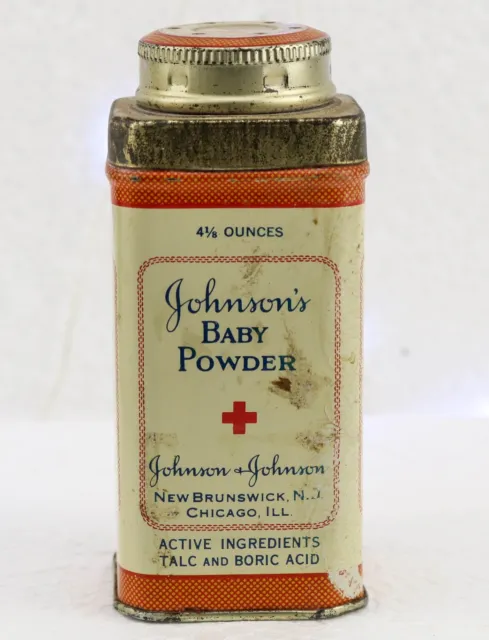 Vintage Johnson’s Red Cross Baby Powder Tin 4-1/8 Ounces Johnson & Johnson