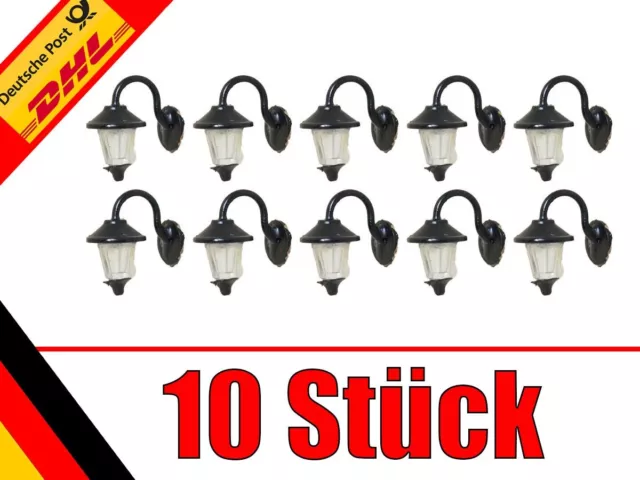 10 Pieza Aplique de Pared LED Farola 1-flammig para H0 Casas Edificios Set L01