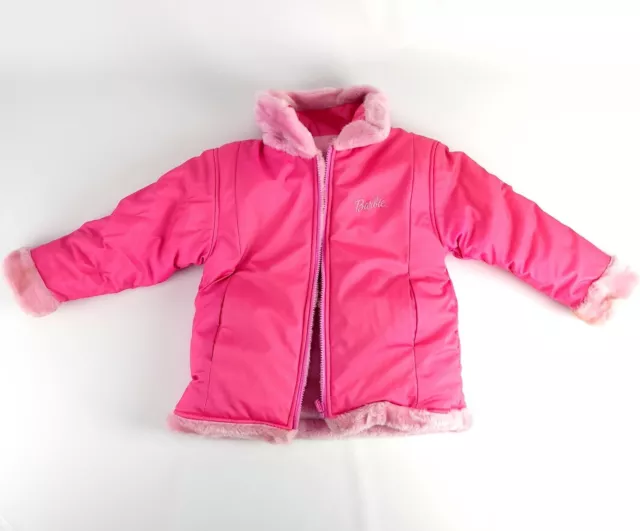 Barbie Pink Reversible Jacket Coat Long Sleeve Girls Zip Up