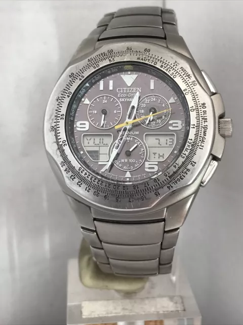 Citizen Men’s Eco-Drive Skyhawk World Time Titanium Bracelet Watch JR3060-59F