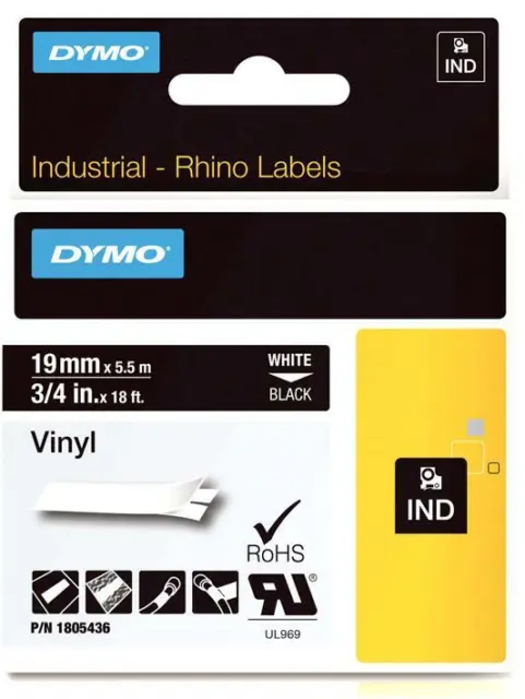 Tape Vinyl White On Black 19Mm - 1805436