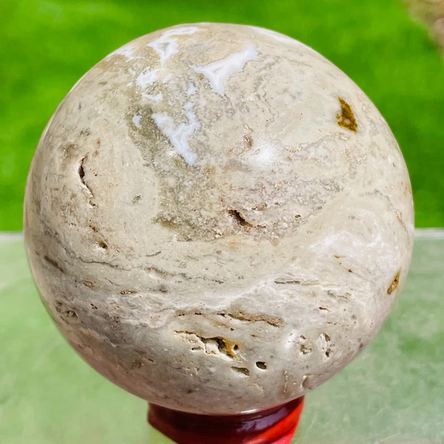 388g Natural Ocean Jasper Sphere Geode Quartz Crystal Ball Specimen Healing