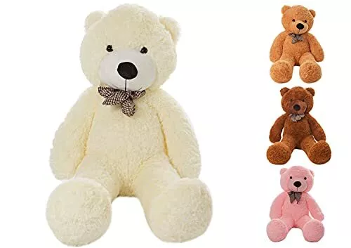 Tezituor Grand ours en peluche de 61 cm avec écharpe, joli ours en peluche  marron pour petite amie et enfant