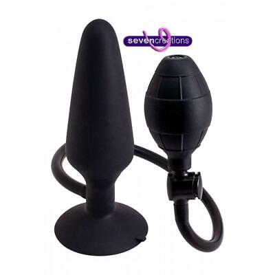 Plug anal hinchable con ventosa MAXI butt plug negro XXL en silicona GRANDE