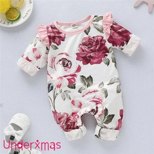 Newborn Baby Girls Floral Bodysuit Romper Jumpsuit Playsuit Outfits Clothes