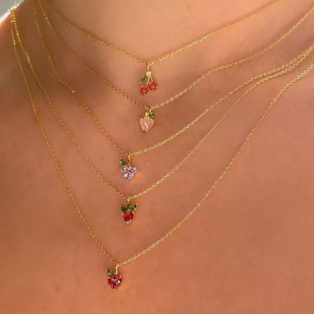 Fruit Pendant Necklace Fruits Charm Pendants Gold Color Chains Women Necklaces