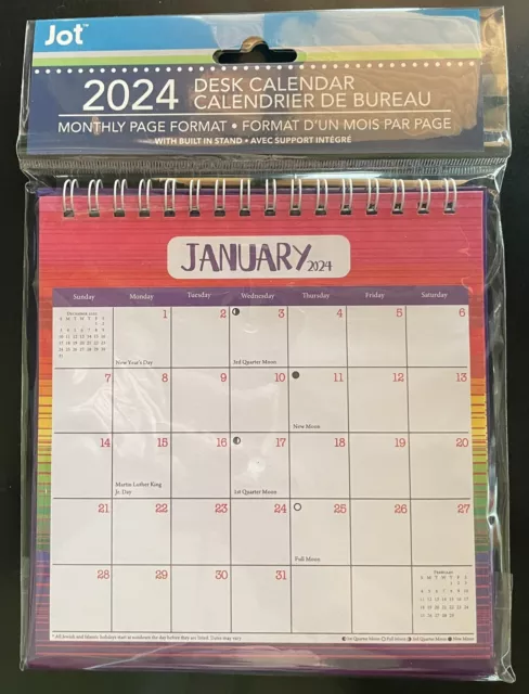 JOT 2024 MONTHLY Small Standing Flip Spiral Stand Up Desk Calendar 6x6