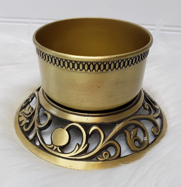 RARE Vintage Oppenheim Brass Shabbat 3" Pillar Candle Holder Israel RARE Vintage Oppenheim Brass Shabbat 3" Pillar Candle Holder Israel
