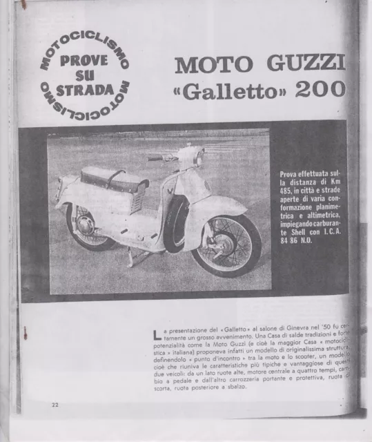 MOTOCICLISMO Prova fotocopia MOTO GUZZI Galletto 200