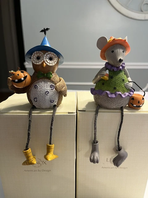 Pair of Lenox Halloween Shelf Sitters; Owl And Mouse