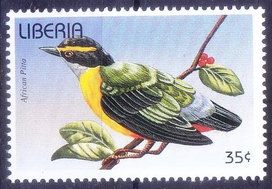 African Pitta (Pitta angolensis), Birds, Liberia 1996 MNH