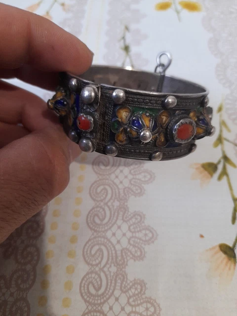 Bracelet Manchette Ethnique En Argent Massif 925 - Poids 113 Grammes - Ancien