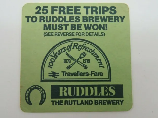 Vintage Beer Pub Coaster ~ RUDDLES Brewery Tours ~ Rutland, ENGLAND Since 1879