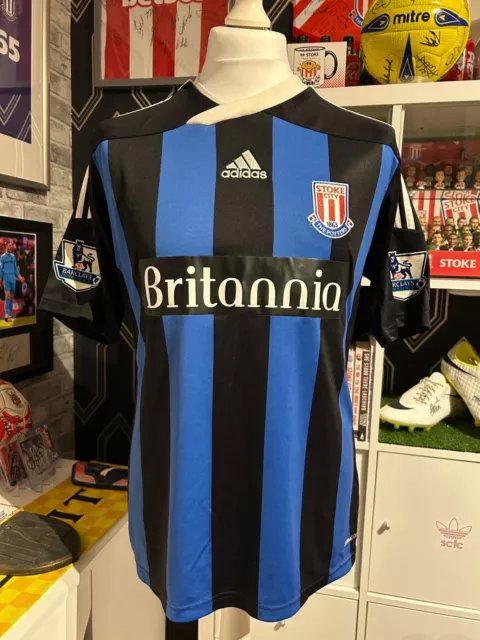 Stoke City 11/12 Away Shirt With Sleeve Patches Adidas Size Medium