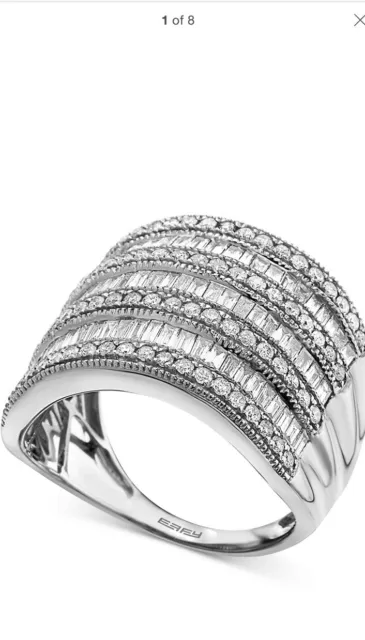 Effy Collection 14k White Gold Diamond Multi Row Statement Ring 1-1/2 Ct tw