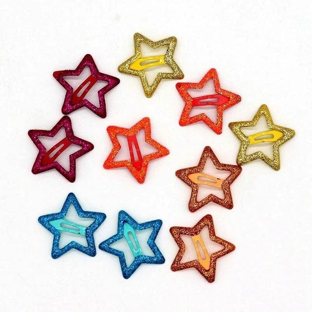 Women Star Hair Clips Girls Cute Bling Hairpins Kids Small Barrettes 10Pcs/Set