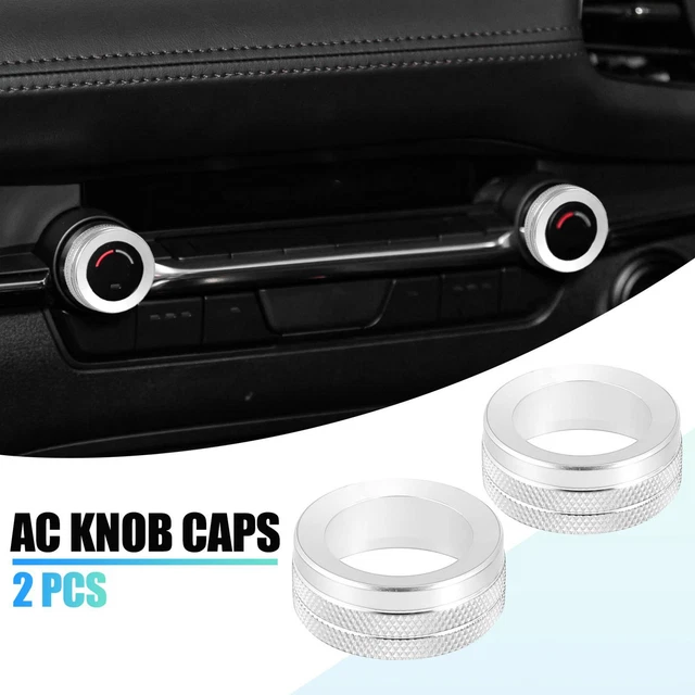 2pcs AC Knob Caps Air Conditioner Button Decals Stickers for Mazda Silver Tone