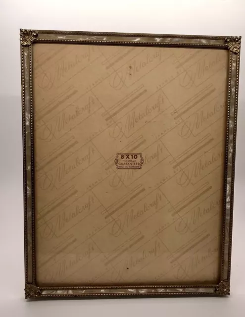 Vintage 40's Gold-tone Ornate 8"x10" Picture Photo Frame Faux Mother of Pearl