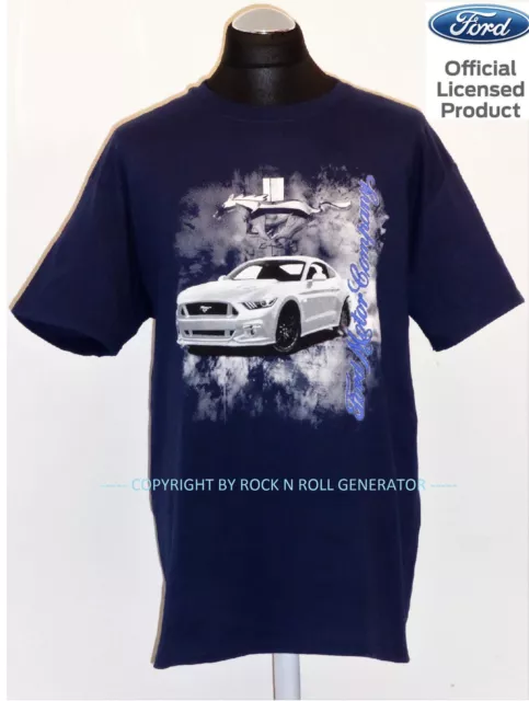 FORD MUSTANG T-SHIRT - Burn Out  Licensed Product M L XL XXL GT Shelby blau navy