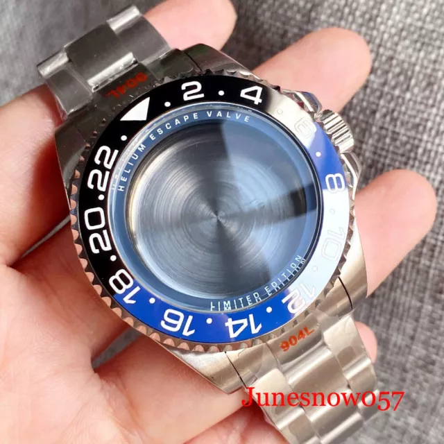 Sapphire 43MM Watch Men Case Fit NH35A NH36 ETA2824 PT5000 Movement Chapter Ring