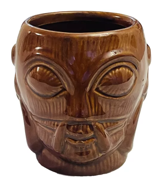 Tiki Mug Ceramic Hawaiian Cocktail Mug 4" Marked DW 546 Brown