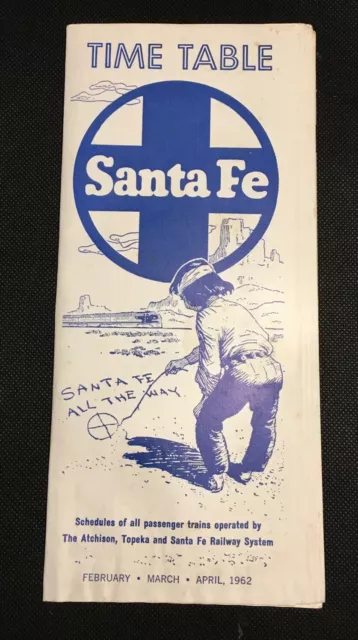 VTG 1962 Railroad Time Table Atchison Topeka Sante Fe Railway System Feb Mar