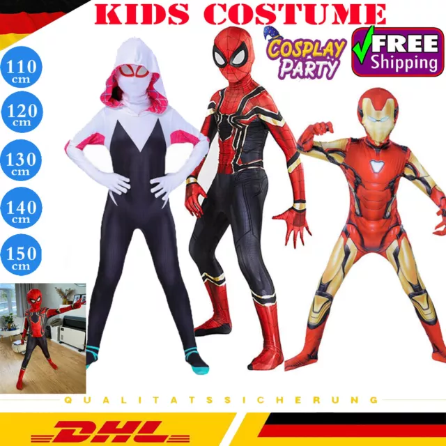 Jungen Kinder SpiderMan Cosplay Kostüm Superheld Iron Spider Gwen Stacy Overall-