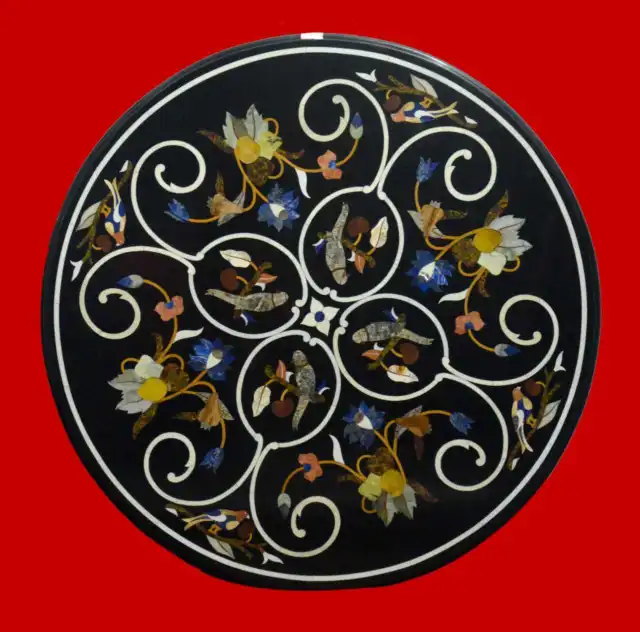 18" Table Marble Inlay Top pietra Dura Home garden coffee dining Decor bird b61