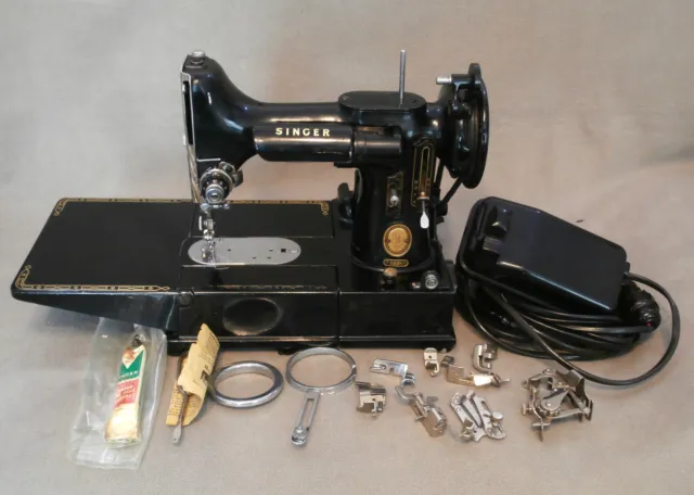 Vintage Singer 222K Featherweight Portable Sewing Machine with Accessories 1956