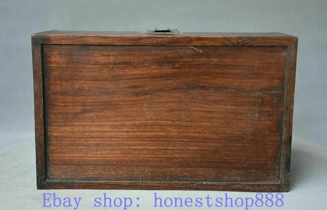 12.4 " Old Chinese Huanghuali Wood Dynasty Storage jewelry Container Box Chest