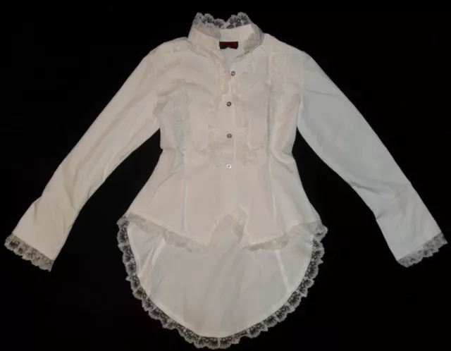 Edle BAROCK Bluse Rückenschnürung weiß Gr S M Larp Cosplay Vampire Gothic Lolita