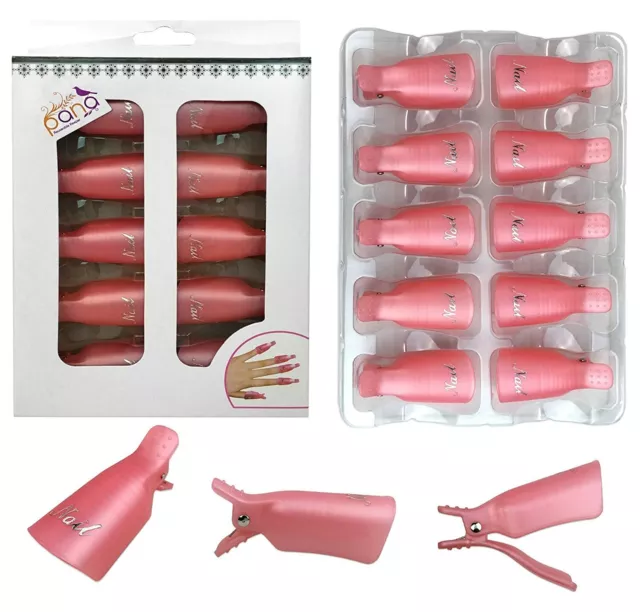 10 pièces clips de vernis réutilisables gel acrylique UV nail art en rose