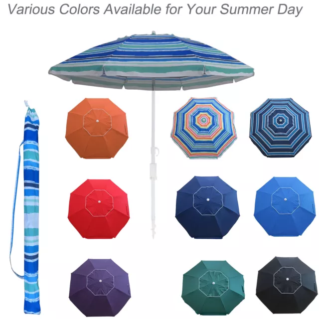 7 ft Beach Umbrella with Sand Anchor & Tilt, UV 50+ Protection Outdoor Sunshade